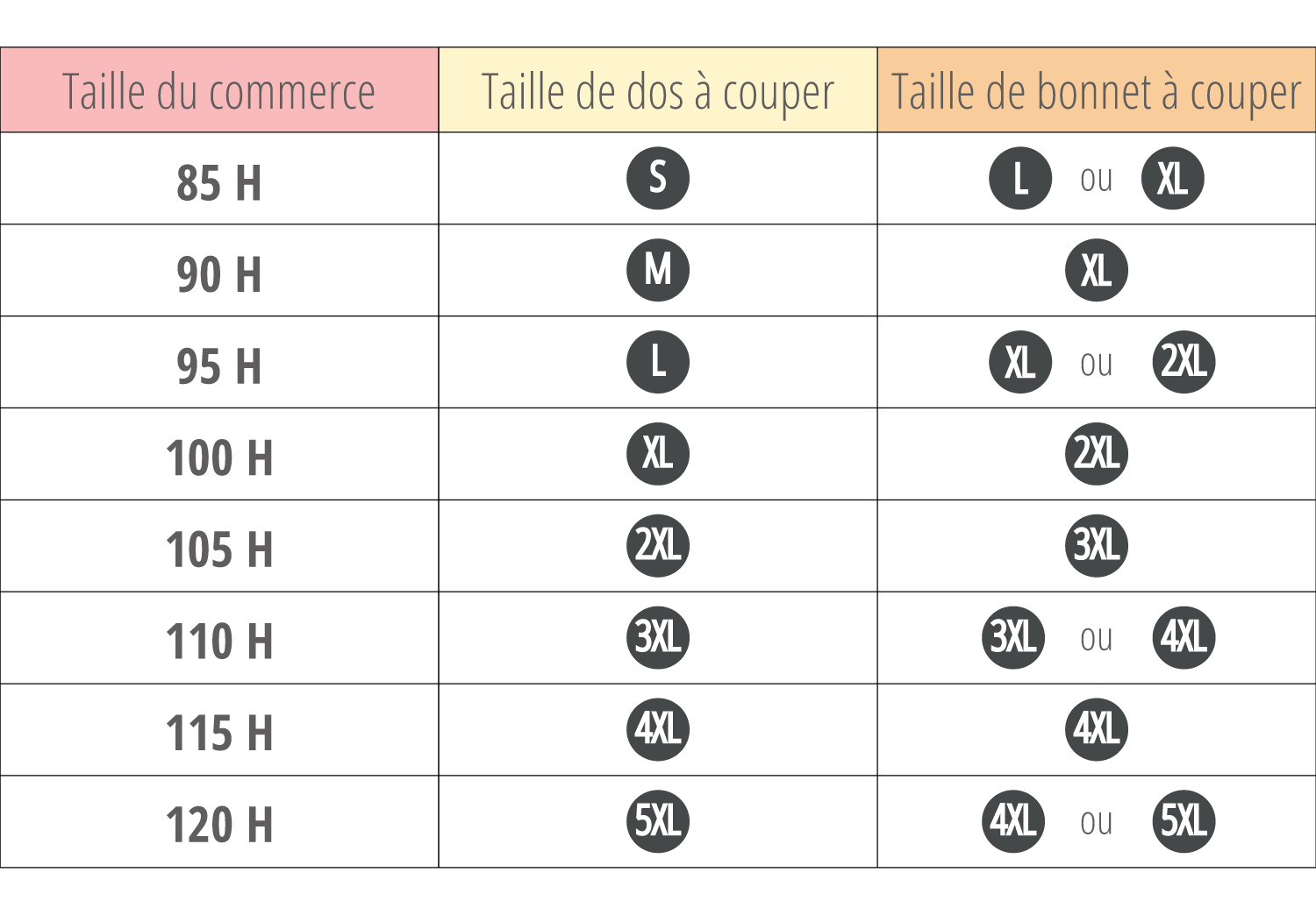 taille et bonnet soutien gorge